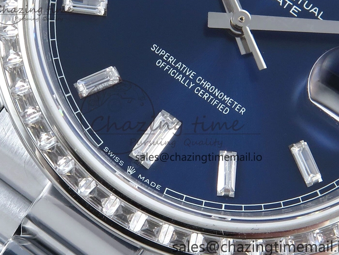 40 Blue Bezel Best 1:1 (Gain Weight) Diamonds Edition SS A2836 Crystal V5 DayDate Dial President Bracelet QF on 0310